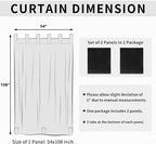 Easy-Going Outdoor Patio Curtains Detachable Tab Top Windproof Weatherproof Curtain for Cabana, Porch, Pergola and Gazebo, Tab Bottom Drape, 2 Panels, 54W x 108L inch, Black