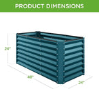 Best Choice Products 4x2x2ft Outdoor Metal Raised Garden Bed, Deep Root Box Planter for Vegetables, Flowers, Herbs, 119 Gallon Capacity, 100% Non Toxic Materials - Peacock Blue