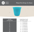 The HC Companies 16 Inch Eclipse Round Planter Pots with Drainage Holes & Attached Saucer, Lightweight UV-Resistant Plastic Indoor Outdoor Planters, 2-Pack Flower Pots for Garden & Home Decor, Seafoam