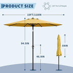 Garvee 10FT Patio Umbrella - Outdoor Table Umbrella with Smooth Crank Lift, Push Button Tilt and 8 Sturdy Ribs - Market Umbrella UV Protection Waterproof for Pool, Deck, Yard, Garden (Yellow)