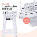 Delxo Folding Step Stool 17.5 Inch White Step Stools for Kids Foldable,Portable Collapsible Step Stool with Handle, Folding Stool for Kitchen Bathroom,Bedroom,Garden