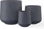 Kante 15.3"+11.6"+8.2" Dia Round Concrete Planter, Large Outdoor Indoor Planter Pots Containers with Drainage Holes and Rubber Plug for Home Garden Patio, Charcoal