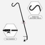 FEED GARDEN 2 Pack 29 Inch Adjustable Deck Hook,Solid Steel Deck Hangers for Bird Feeders,Lanterns, Flower Basket and Suet Baskets with Clamp,Black