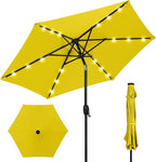 Best Choice Products 7.5ft Outdoor Solar Market Table Patio Umbrella for Deck, Pool w/Tilt, Crank, LED Lights - Yellow