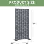 Casaphoria Metal Privacy Screen Outdoor, 60" H x 30" W Freestanding Decorative Privacy Screen for Patio Deck Balcony Garden with Stable Base, Darkgray-Square