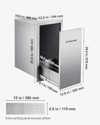 VEVOR Outdoor Kitchen Trash Drawer, 11.81" W x 19.6" D x 23.62" H Interior Storage, Multi-Purpose Outdoor Kitchen Drawers Stainless Steel, 55 lbs Max Capacity per Tier, for Outdoor BBQ Island Kitchen