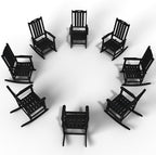 Oversized Rocking Chair Set of 8, Outdoor Rocking Chair for Adults, All Weather Resistant Porch Rocker for Lawn Garden, Black