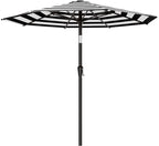 AreShark 9 FT Patio Umbrella for Outdoor, Outdoor Table Umbrella with Push Button Tilt and Crank, Outdoor Patio Umbrellas with 8 Sturdy Ribs for Market, Garden, Pool (Black & White Stripe)