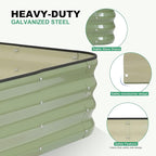 1MORE Raised Garden Bed -5X3X1 Galvanized Planter Box for Outdoor Gardening,4 in 1 Modular Raised Bed Kit with Protective Tape, Gloves for Herb,Ideal for Vegetables and Plants.Green-1Pcak