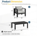 Solaste Aluminum Patio Furniture Set for All Weather, Oversized Metal Outdoor Furniture Set with 27.5" Deep Seating and 3.2" Wide Armrest, Outdoor Patio Sofa with 10" Back Suport Cushion