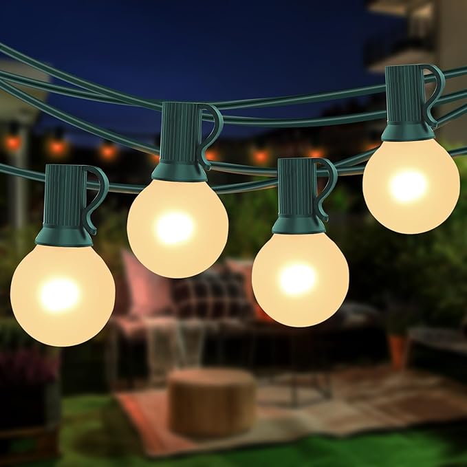 String Lights, 25 ft G40 Globe Outdoor with 25 Frosted Bulbs