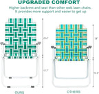 VINGLI Patio Lawn Webbed Folding Chairs Set of 4, Outdoor Beach Chair Portable Dining Chair for ir for Outdoor Yard, Garden(Green, Classic)