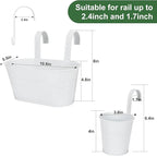 HowRU Metal Iron Flower Pots for Railing Fence Hanging Bucket Pots(5 Pcs) and Hanging Flower Pots Metal Iron Bucket Planter(10 Pcs) (White)