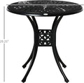 Patio Dining Table, 30.75-Inch Round Cast Aluminum with Umbrella Hole, Black