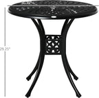 Patio Dining Table, 30.75-Inch Round Cast Aluminum with Umbrella Hole, Black