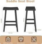 Bar Stools Set of 4, Waterproof UV-Resistant,Durable Resin Kitchen Island Chairs for Indoor & Outdoor Use, Modern Design for Home,Bar,and Cafe (24'' Black-4)