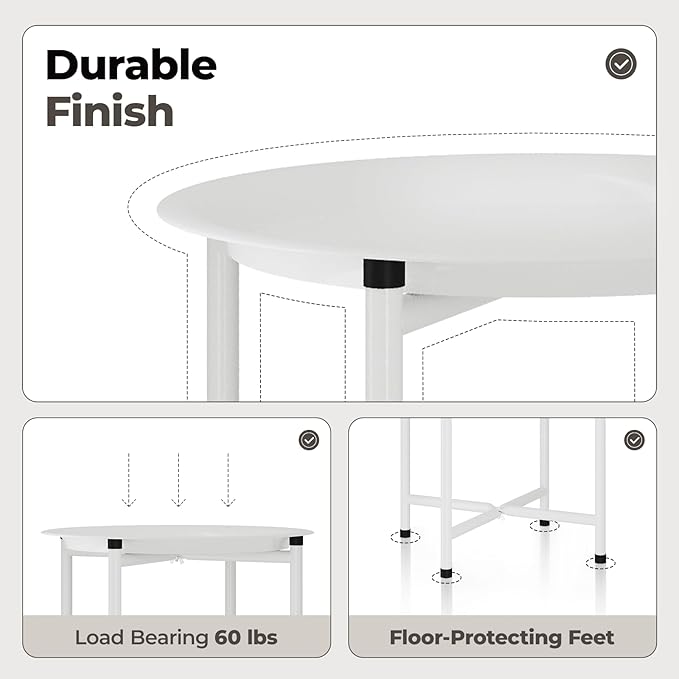 Bamworld White Plant Stand Indoor Small Plant Table for Large Plants Outdoor Single Plant Holder Heavy Duty Plant Stool for Patio Garden Balcony Living Room Small Round Side Table