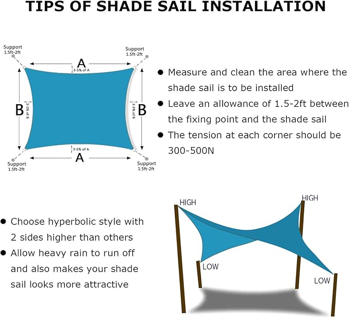 KANAGAWA 18'X18' Turquoise Mix Custom Size Sun Shade Sail Square UV Block Canopy Cover for Patio Backyard Lawn Garden Outdoor (Customized Available)