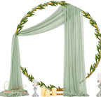 Sheer Outdoor Curtain Fabric Panels, Sage Green Chiffon, 29 in x 20 Ft, 2 Pack