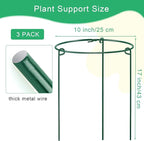 HiGift 3 Pack Peony Cages Support Stakes Ring for Garden, Round Plant Support for Outdoor (10" W x 17" H), Indoor Plant Cages Hoops Plant Rings for Tomatoes,Rose,Astilbes,Vine Indoor Potted Plants