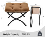 15"(H) Folding Ottoman, Foldable Footrest Stool, Portable Small Foot Stool for Couch, Collapsible Foot Rest Ottoman for Sofa, Accent Padded Ottomans for Living Room, Bedroom, Brown