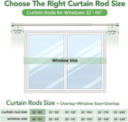 Time Forest Curtain Rods for Windows 28 to 48, 1 Inch Adjustable Heavy Duty Curtain Rod with Simple End Caps, Outdoor Window Drapery Rods for Patio, Size 32"-60", Brushed Nickel