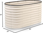 Plant & Plot Galvanized Raised Garden Beds Outdoor // 4×2×2 ft Planter Raised Beds for Gardening, Vegetables, Flowers // Large Metal Garden Box (White) // Patented Tool-Free Design
