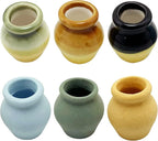 Miniature Terracotta Pots, 6 Pieces Mini Ceramic Clay Flower Pots Pottery Planter for DIY 1:12 Dollhouse Fairy Garden Flower Plants Bonsai Micro Landscape Decoration