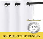 NICETOWN White Bedroom Curtain 72 inches Long - (50% Blackout) Grommet Sound Reducing Window Treatment Sound Reducing Privacy Thermal Drape Light Blocking for Living Room (1 Panel, W52 x L72)