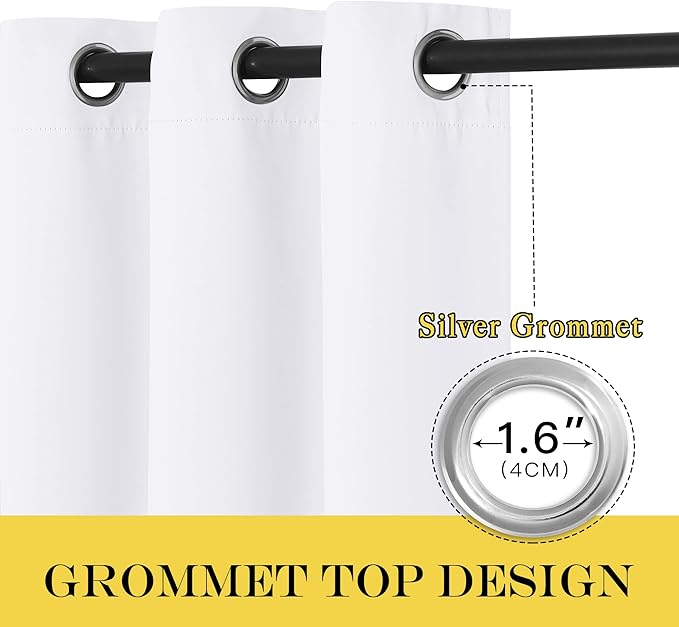 NICETOWN Blackout Room Divider Curtains for Sliding Glass Doors 102 Inches Long 1 Panel, Extra Wide Curtains for Doorway Patio Bedroom Living Room (White, 80Wx102L, 1 Panel)
