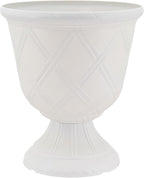 Arcadia Classic Decorative Garden Pot Planter for Indoor Plants, White, 10 x 11" Lattice Plastic Garden Urn