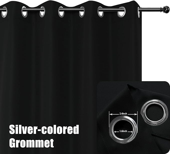 BONZER Outdoor Curtains for Patio Waterproof Thick Privacy Grommet Light Filtering Outside Curtains for Porch Pergola Gazebo Deck, 1 Panel, 54W x 95L inch, Black