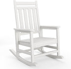 HDPE Rocking Chair Outdoor- Poly High Back Porch Rocker Chairs for Adults - All Weather Resistant Furniture for Patio Front Porch - White