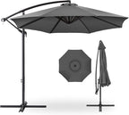Best Choice Products 10ft Offset Hanging Market Patio Umbrella w/Easy Tilt Adjustment, Polyester Shade, 8 Ribs for Backyard, Poolside, Lawn and Garden - Gray