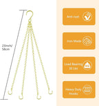 garini 3 Pack, 23 Inch Hanging Baskets Chain, Gold Hanging Chains with Hooks Flower Pot Chain Replacement Plant Hangers for Planters, Bird Feeders and Lanterns