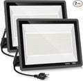 2 Pack 500W LED Flood Light Outdoor,2750W Equivalent Super Bright FloodLight with Plug,58600LM 5000K Daylight White IP66 Waterproof Commercial Lighting for Sports Fields,Counts,Arena,Stadium