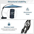 Grand patio 12 FT Sunbrella Cantilever Umbrella with Base Outdoor Aluminum Offset Umbrella with Tilt Adjustment (Sapphire Blue, 12 FT-SUNBRELLA)