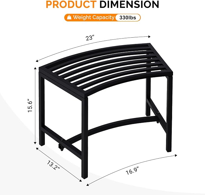 Curved Outdoor Benches, Set of 4 Black Metal Fire Pit Seating