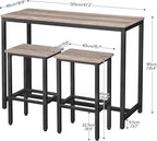 HOOBRO Bar Table and Chairs Set, 47.2” Rectangular Pub Table with 2 Stools for Small Space, High Top Table, 3-Piece Breakfast Set, Sturdy Metal Frame, Easy to Assemble, Greige BG52BT01