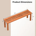 Wood Patio Bench, 47 Inch Teak 2-Person Backless Slatted Seat