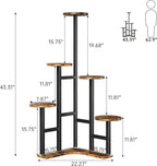 Corner Plant Stand Indoor, 6 Tiered Corner Plant Shelf Flower Stand for Multiple Plants, Plant Shelves Organizer Rack for Living Room, Balcony, Patio, Garden, Round Rustic Brown