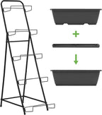 5 Tier Vertical Raised Garden Bed Planter Box, Vertical Raised Bed with Drainage Holes for Indoor Outdoor Herbs Flowers Vegetables Plants, Grey