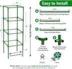 3 Pack Square Tomato Cages for Garden, 42 Inches Heavy Duty Metal Tomatoes Cages Plant Support Stakes Trellis with Clips for Climbing Plants Vegetables Flowers Fruits