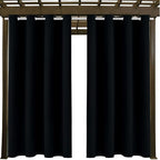 Water Proof Outside Curtains with Grommet Top for Porch, W52 x L120 Thermal Insulated Washable Light Block Outdoor Divider Drapes for Patio Gazebo Deck Pool Area Pergola Cabana (Black, 2 Panels)