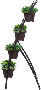 KHOMO GEAR Vertical Garden Planter Balcony Garden Outdoor 4 Tier Raised Bed Box with Stacking Planters Indoor Patio Tower for Plants Vegetables Flowers & Herbs