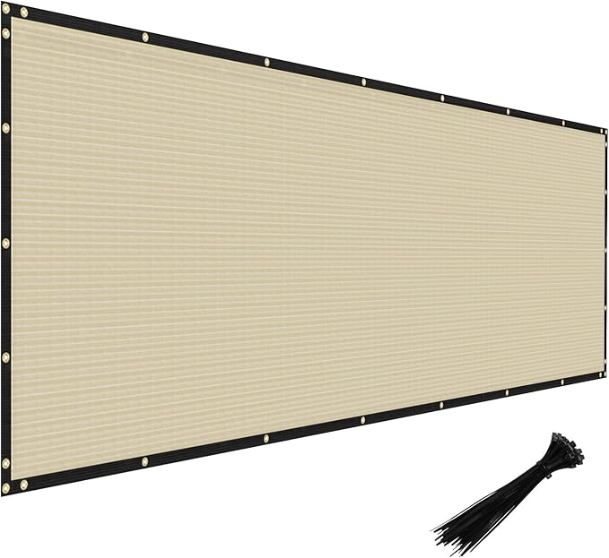 Windscreen4less Privacy Fence Screen Heavy Duty Windscreen Fencing Mesh Fabric Shade Net Cover with Brass Grommtes for Outdoor Wall Garden Yard Pool Deck, 6'x19' Beige