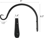 Worth Garden 6-Pack 8" Plant Hanger Bracket - Hand-Forged Wrought Iron Powder-Coated Heavy Duty Wall Hooks - Black Curved Plant Hanging Hooks for Bird Feeders, Flower Baskets, Indoor & Outdoor Use