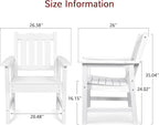 Stoog 3-Piece All-Weather Outdoor Bench & Chairs Set, Include 2 Garden Chairs and 1 Garden Bench, for Porch, Backyard, Lawn, Pool and Deck, White