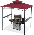 ABCCANOPY 8'x 5' Grill Gazebo Shelter, Outdoor BBQ Gazebo Canopy with LED Light (Burgundy)
