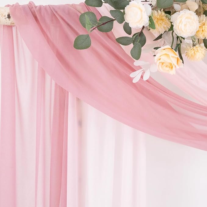 Outdoor Curtains Sheer Chiffon Arch Drapes 2 Panels Dusty Rose